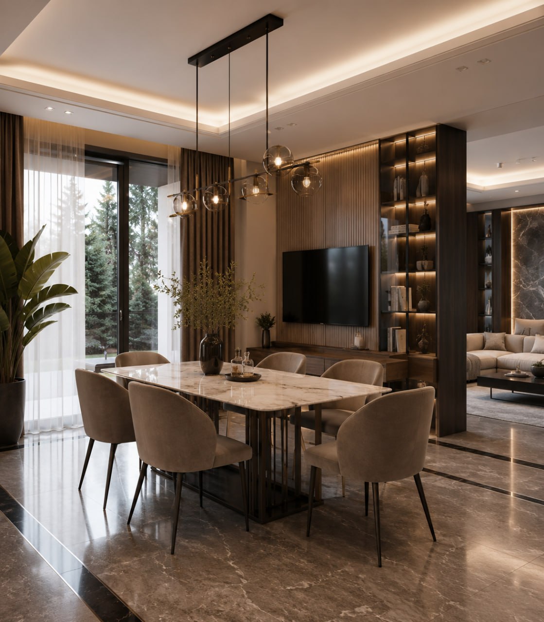 Интерьерная композиция в тёплых тонах от студии MALKOV